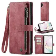For Caseme Samsung Note10 Plus 4G/5G C30 Series New Zipper Wallet Style Leather Case Red