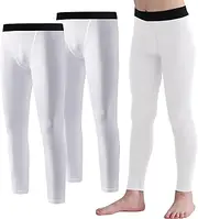[Blaward] 2 Pack Boys Kids Youth Compression Legging Pants Tights Athletic Base Layer Under Shorts Gear for Running Basketball