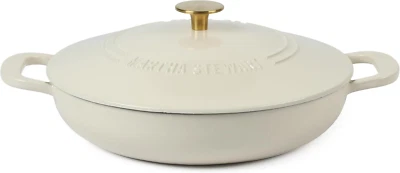 3.5-Quart Enameled Cast Iron Dutch Oven Braiser - Linen W/Gold Knob
