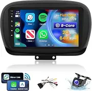 [8 CORE 2G+64G] Android 13 Car Radio for Fiat 500X 2014-2020 with Wireless Carplay/Android Auto, 9 Inch IPS Touch Screen Car Stereo Support Bluetooth, GPS Navi, WiFi, SWC, DSP + Backup Camera