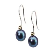 Peacock Pearl Oval Drops with Sterling Silver and Gold Hooks