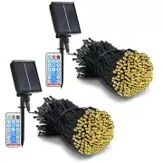 "GNIXLING 2 Pack Solar Christmas Lights with Remote Each 105FT 300 LED Solar ...