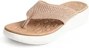 [Hykytyhk] Womens Flip Flops Fashion Lightweight Wedge Sandal Slip on Thong Slides Beach Shoes Size 5-9