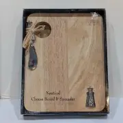 Lighthouse Spreader and Wooden Cheeseboard Set NIB Coastal Nautical Hostess Gift