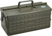 TOYO STEEL 2-Tier Tool Box ST-350MG Military Green Openable door Storage Case