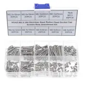 HVAZI Metric M2.5 304 Stainless Steel Button Head Socket Cap Screws Nuts Asso...