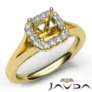 Asscher Semi Mount Diamond Pave Setting Engagement Ring 18k Yellow Gold 0.2 Ctw