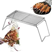 Grill Rack, Folding BBQ Grill Rack, Portable Cooking Grid Tool, Fire Pit Stove Griddle for Yard Gathering Backpacking Fishing Vegetables Mushroom Chicken