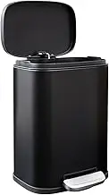 DJLEE 5 Liters 5L Small Trash Can Trash Bin Kitchen Waste Box Bathroom Bins with Lid Small Dust Bin Pedal Garbage Can Kitchen Bin Toilet Office Bedroom Trash Can Metal Black