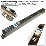 New 12 Ports 3 Phase 63A C19 Outlet PDU Bitcoin Cryptocurrency Mining