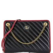NEW Gucci GG Marmont Accordion Shoulder Bag Diagonal Quilted Leather Medium