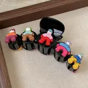Cartoon Hair Claw Snowman Accents - Black - 10cm