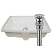Novatto Undermount Bathroom Sink 20.5" x 16.25" Porcelain White w/ Drain Chrome