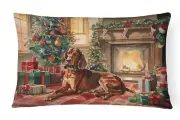 Redbone Coonhound Cozy Christmas Throw Pillow