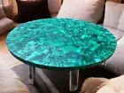 30" Round Malachite Stone Coffee Table Random Gemstone Console Bar Desk Home Dec