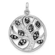 Sterling Silver Rhodium-Plated Preciosa Crystal Tree Of Life Pendant