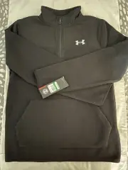 Under Armour Boys YLG Half Zip pull over fleece jacket with pocket- blue on bl