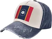 [YANYU] Mississippi State Flag Print Fashion Washed Distressed Baseball Cap Vintage Adjustable Hat with Classic Brim, Navy Blue, One Size