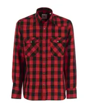 Lapel plaid shirt 40 Red