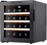 FREEZYMAN 16bottle Wine Refrigerator Wine Cabinet, Temperature-Controlled Independent Wine Cellar, Desktop Small Ice Bar, Wine Cooler (Color : Black, Size : 51 * 48 * 43cm)
