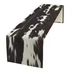 Cowhide Animal Table Runner Abstract Rustic Art Farm Wild Cattle Animal Black...
