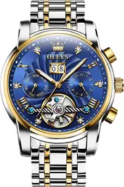 OLEVS Automatic Men Watch Tourbillon Self Winding Mechanics Luxury Business Stainless Steel Luminous Waterproof Wrist Watch