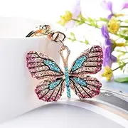 [Grtdrm] Cute Butterfly Shape Crystal Rhinestone Sparkling Keychain Bag Pendant Handbag Charm for Women Girls
