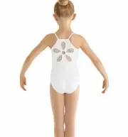 NWT Bloch camisole leotard White Girls Sheer Daisy back CL8097 child sizes