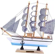 Amosfun 1Pc Wooden Sailing Ship Model Vintage Nautical Decor for Living Bedroom Office Exquisite Wood Sailboat Craft Nautical Themed Parties and Events