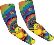 [FHEDVBN] Dancing thanksgiving bear Arm Sleeves Compression Arm Covers for Men Women Outdoor Sun Sleeves Cooling Sports Sleeve, Black