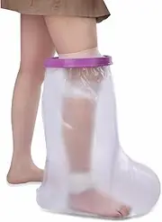 Purple Adult Extra Wide Half Leg Cover Protector for Shower Reusable Waterproof Cast Covers for Shower half Leg Tight Seal Keeps Cast and Bandage Dry