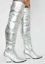 Chrome Disco Cowboy Metallic Boots