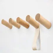 Evory 5 Pack Wood Wall Hooks, Rustic Wooden Coat Hooks Wall Mount, No Damage Adh