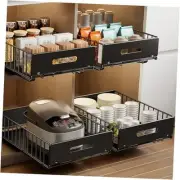 2 Pack Pull Out Cabinet Organizer, Slide Out Drawers for Cabinets Peel and