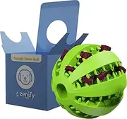 Zenify Puppy Toys Dog Toy Food Treat Interactive Puzzle Ball for Tooth Teething Chew Fetch Tennis Training Boredom Behaviour Dispensing Stimulation for Dogs & Puppies (Green Large)
