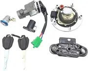 CACNPDPHZH Motorcycle Lock Key Set Ignition Switch Cover Fuel Tank Gas Cover Cap Lock Fit for Haojue Fit for Suzuki DR 160cc DR 150cc HJ150 DR 150 160
