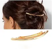 Cybche Simple Hair Clips Gold Metal Hair Barrettes Curved Clip Barrette Long Bar Hairclips Barrette Decorative Metal Hair Accessories Jewelry for Women Headdress(Gold2)