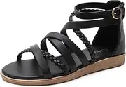 [youngshow] Women's Sandals Elastic Strappy String Thong Ankle Strap Flip Flops Summer Beach Gladiator Shoes Black