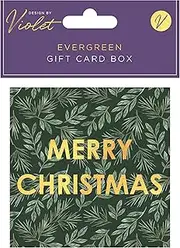 Design by Violet Merry Christmas Evergreen Design Gift Card Box - 10cm x 10cm - Money Wallet Gift Cards & Envelopes for Cash Gifts Xmas Voucher Wallets