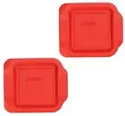Pyrex 222-PC 8x8" Storage Plastic Lid Cover Red 2 Pack New for Glass Baking Dish