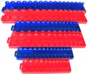 168pc GOLIATH INDUSTRIAL SOCKET TRAY RACK RAIL HOLDERS RED/BLUE DEEP SHALLOW