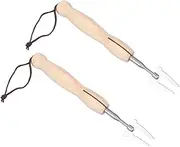 2Pcs Telescopic BBQ Skewers with Wooden Handle Meat Forks for Outdoor Camping Easy to Clean and Portable Grilling Tools for Barbecue Gatherings and Cookouts