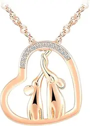 MOOFUN Herz Elefanten Anhänger Kette mit Zirkon Halskette Damen Mädchen Silber 925 Niedlich Eltern-Kind Tier Kette für Frauen Mama Frau Freundin Tochter Geburtstage Valentinstag Muttertag Geschenk