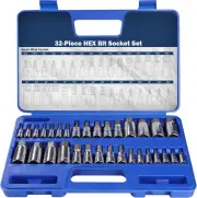Hex Bit Socket Set, S2 Alloy Steel | 32-Piece Allen Head Socket Set SAE and Metr