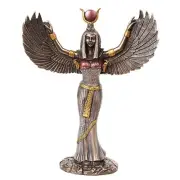 Egyptian Theme Isis Mythological Bronze Finish Figurine With Open Wings Godde...