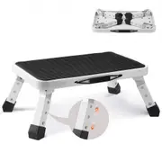 VEVOR Step Stool 1-Step 150KG Capacity, Folding Steel Step Ladder 3 Adjustable Height, Portable Toddler Step Stools for Adults, Non-Slip Sturdy Step L