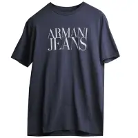 在飛比找Yahoo奇摩購物中心優惠-ARMANI JEANS 100%棉質品牌LOGO字母短袖圓