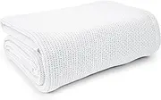 Linteum Textile Hospital Thermal Blanket 66x90 Inch 100% Cotton Breathable Soft & Cozy Open-Cell Weave Design Bed Blanket for Bed, Couch, Sofa Throw for All Season, 2.5 lb (White, Twin)