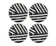 Set of 4 Mikasa 21cm Luxe Deco Side Plates - White/Black