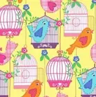 Happy Tones Sing Song Bird Cage Yellow Cotton Fabric 110cm Wide (per metre)